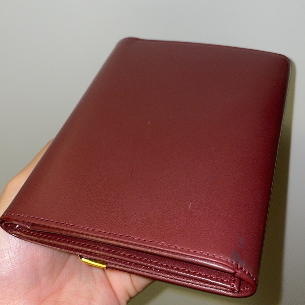 Sold❌AUTHENTIC MUST DE CARTIER TRI-FOLD FRENCH STYLE WALLET BORDEAUX LEATHER - Picture 7 of 17